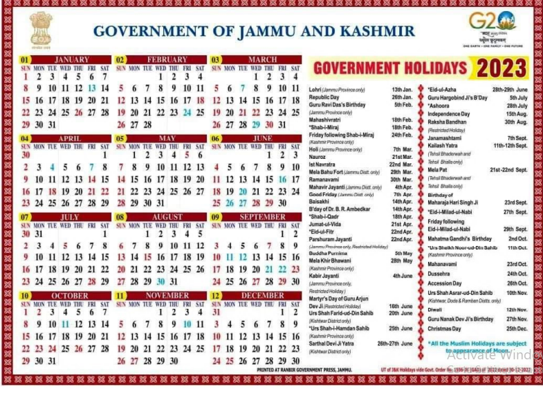 gazetted-holiday-list-2023-for-central-government-employees-printable